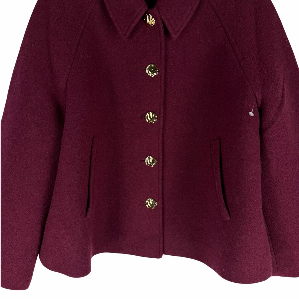 J. Crew Cropped Wool Blend Swing Coat Vintage Burgundy Size M Petite - Picture 6 of 12